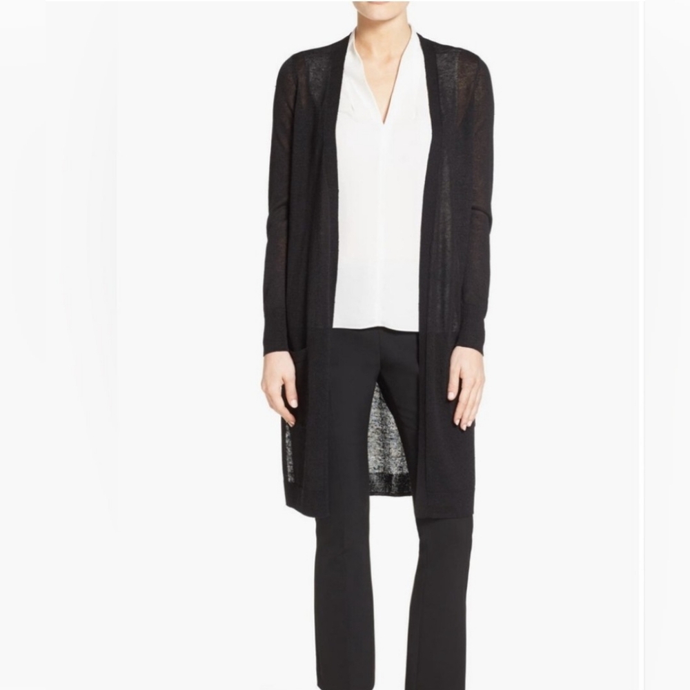 NWT Halogen Nordstrom Open Front Longline Cardigan size L black